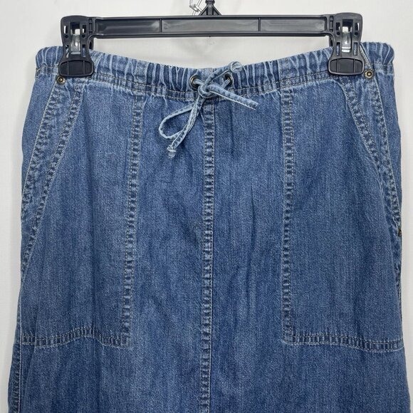 Vintage 80s/90s Liz Claiborne Maxi Cargo Skirt Size 4 PETITE Blue Denim Lizwear - Picture 2 of 6